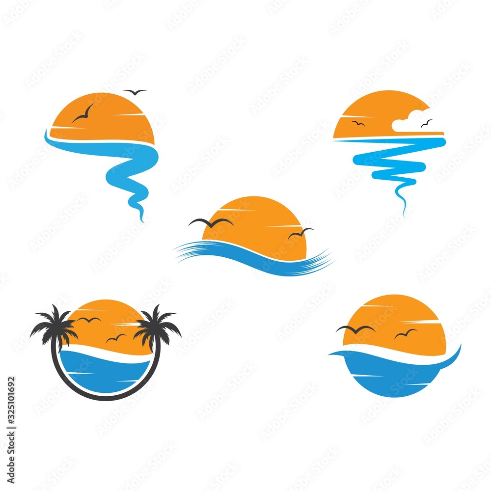 wave sun logo icon vector illustration design wave sun logo icon vector illustration design
