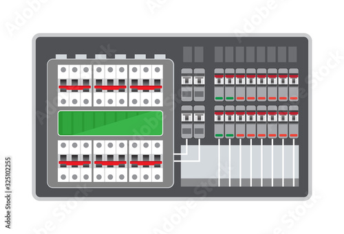 electrical panel, switch on off,Breakers vector flat, Circuit breakers