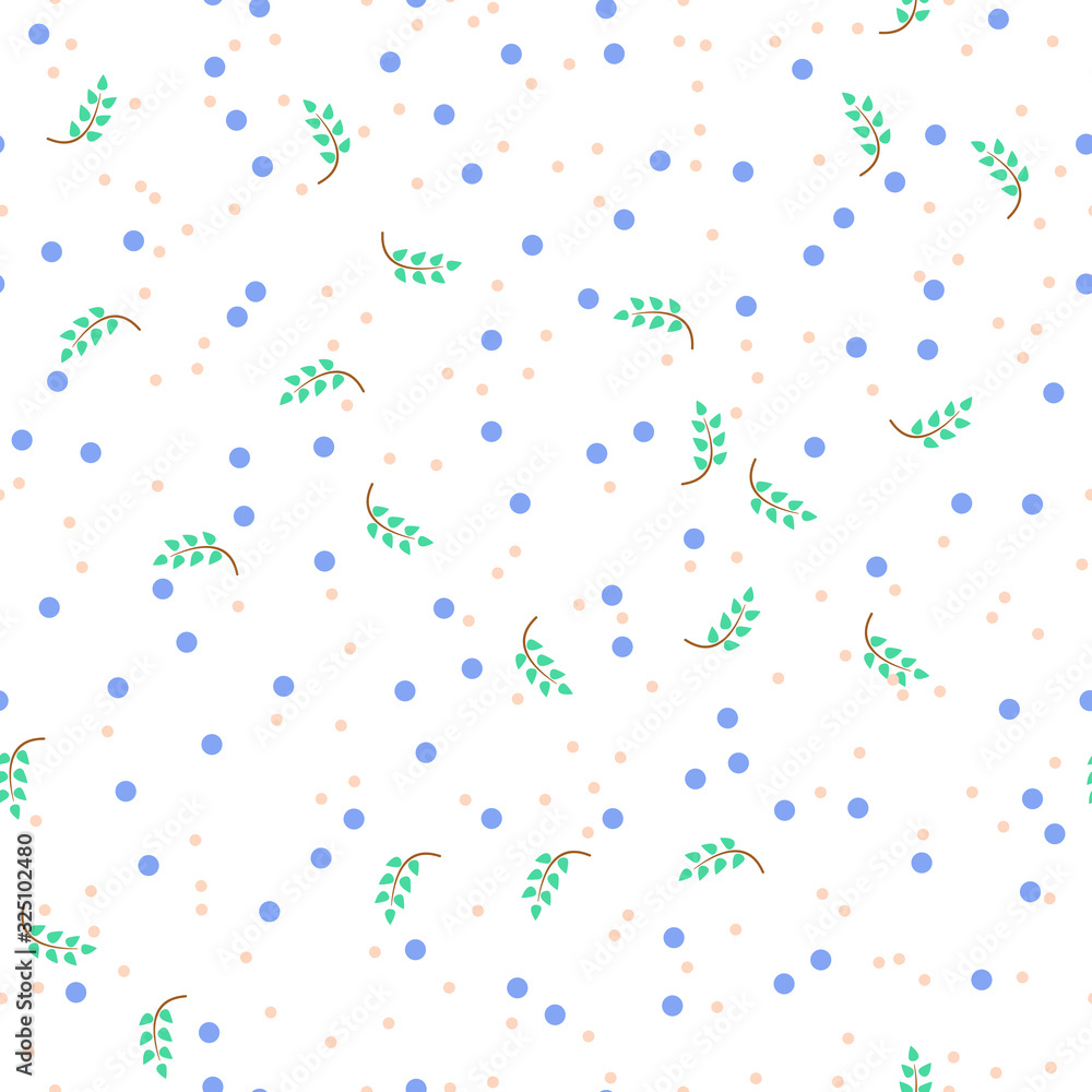 Floral pattern with small branch and dots Floral pattern with small branch and dots