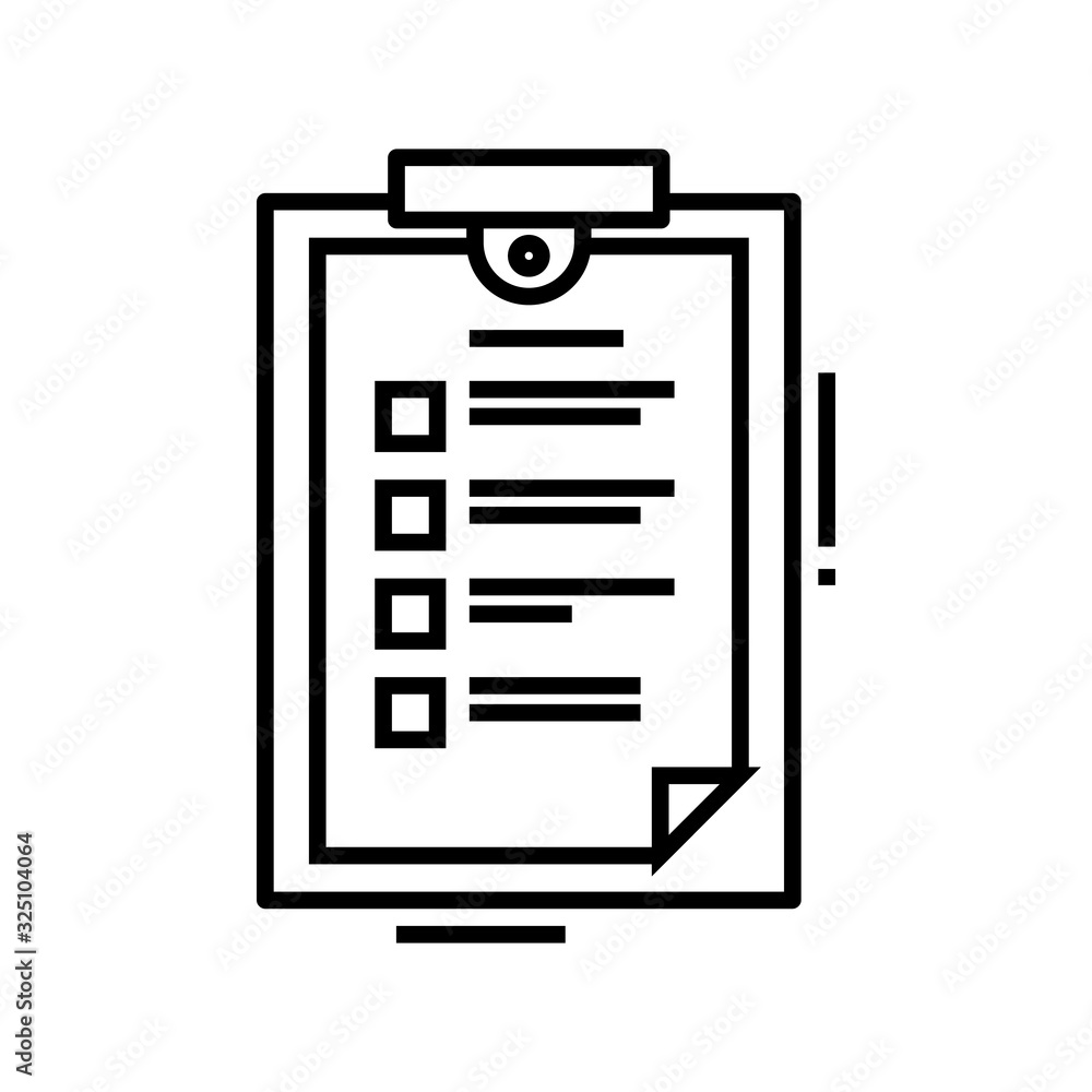 Check list line icon, concept sign, outline vector illustration, linear symbol. Check list line icon, concept sign, outline vector illustration, linear symbol.