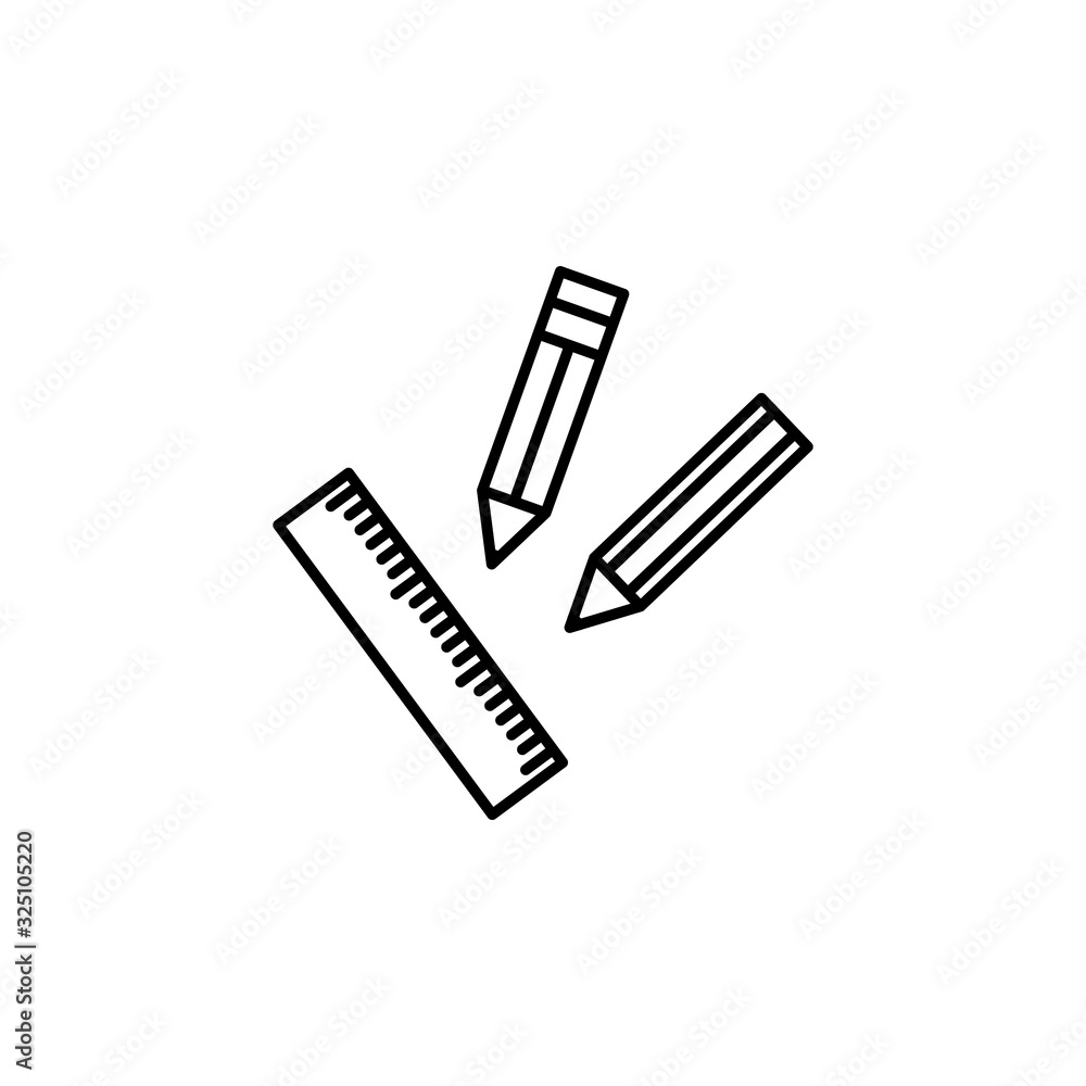 pens, ruler, scale line illustration icon on white background pens, ruler, scale line illustration icon on white background