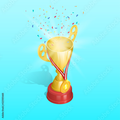 Championship cup with gold medal