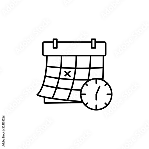 calendar, date, picker, line illustration icon on white background