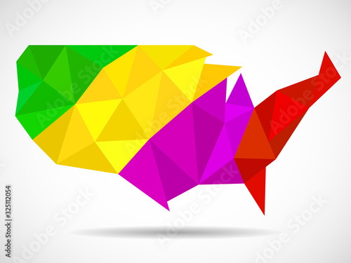 Abstract USA map in geometric polygonal style. Colorful vector illustration
