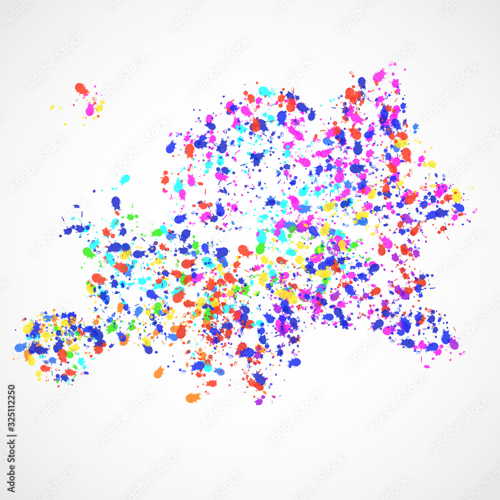 Abstract Europe map of colorful ink splashes, grunge splatters. Vector illustration Abstract Europe map of colorful ink splashes, grunge splatters. Vector illustration