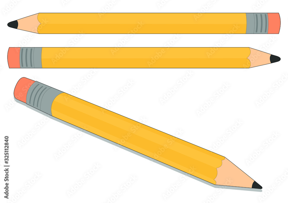 vector illustration of a pencil in different perspectives vector illustration of a pencil in different perspectives