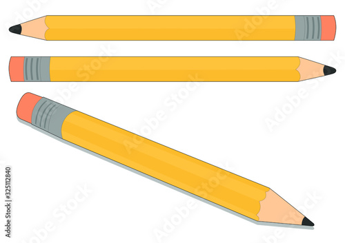 vector illustration of a pencil in different perspectives