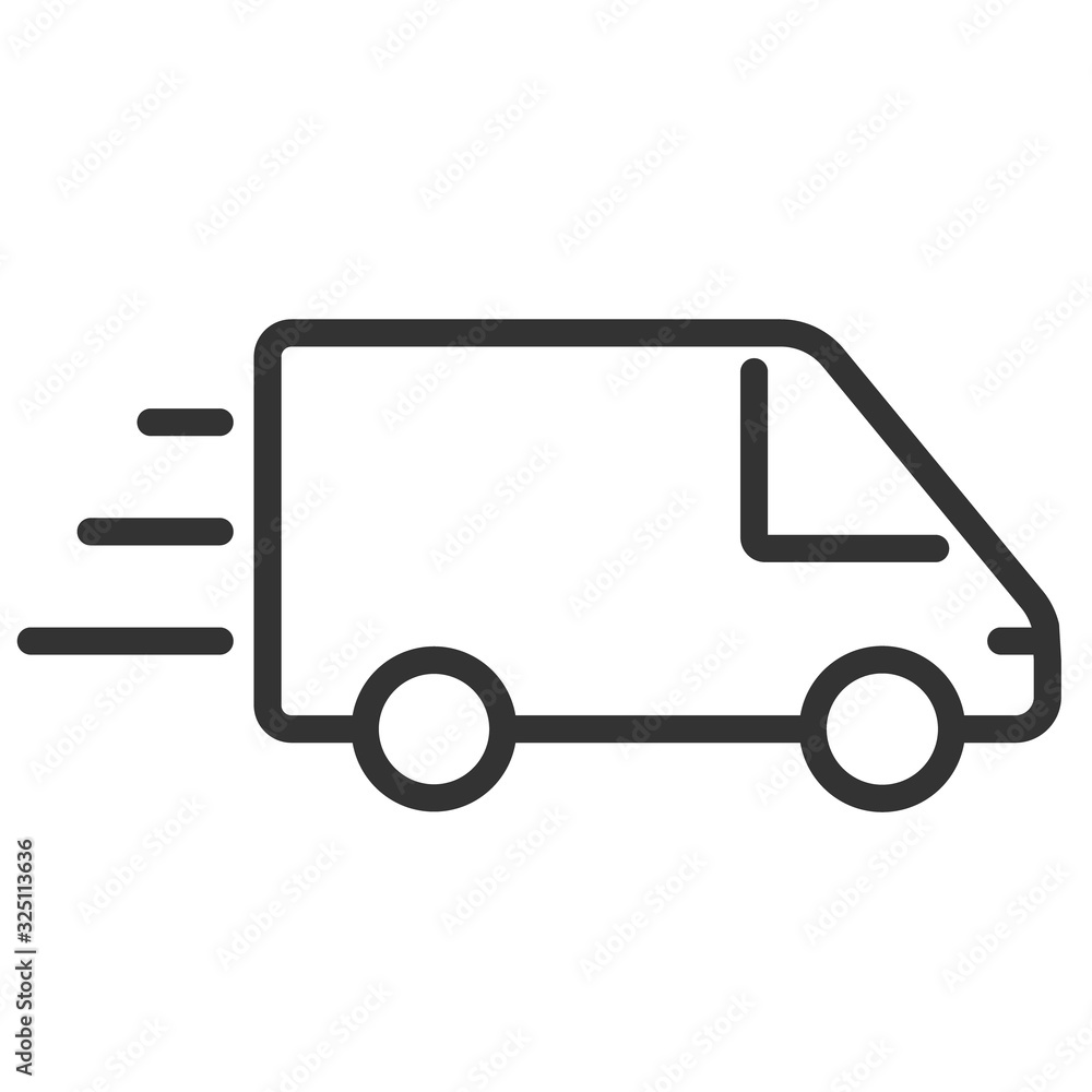 Fototapeta premium Minibus line vector icon isolated on white background. Fast delivery minibus outline vector illustration for web design and mobile app ui
