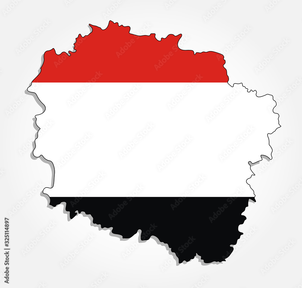 Flag of the Polish Voivodeship Kuyavian-Pomeranian in combination with a detailed map outline. For geographic topics - Vector Flag of the Polish Voivodeship Kuyavian-Pomeranian in combination with a detailed map outline. For geographic topics - Vector