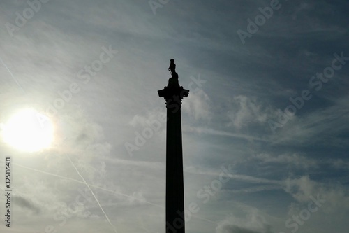 Statue of Admiral Nelson on Trafalgar Square in London  UK