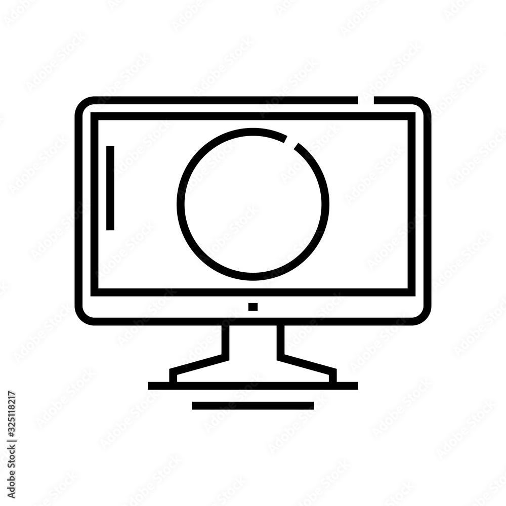 Computer price line icon, concept sign, outline vector illustration, linear symbol. Computer price line icon, concept sign, outline vector illustration, linear symbol.