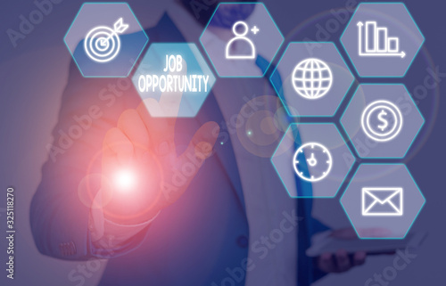 Word writing text Job Opportunity. Business photo showcasing an opportunity of employment or the chance to get a job