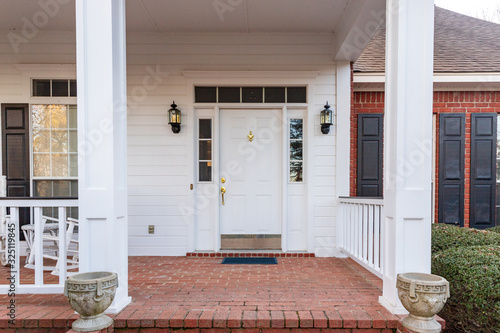 Front door and porch of a residential home