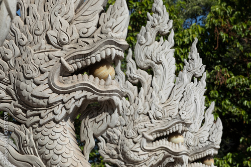 Dragon sculptures at Buu Long Pagoda  a Buddhist temple in Ho Chi Minh City  Vietnam on a sunny day