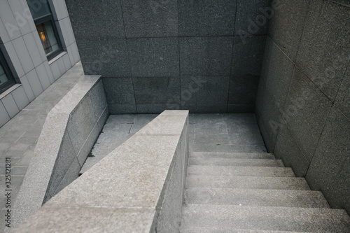 Abstract part of a cement office center building stairways