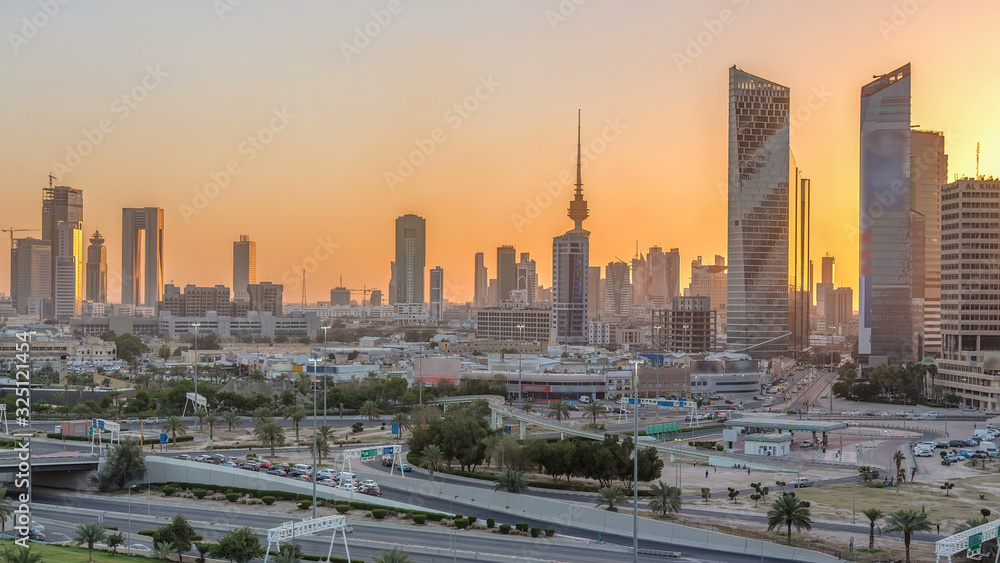 Kuwait cityscape during the sunset timelapse