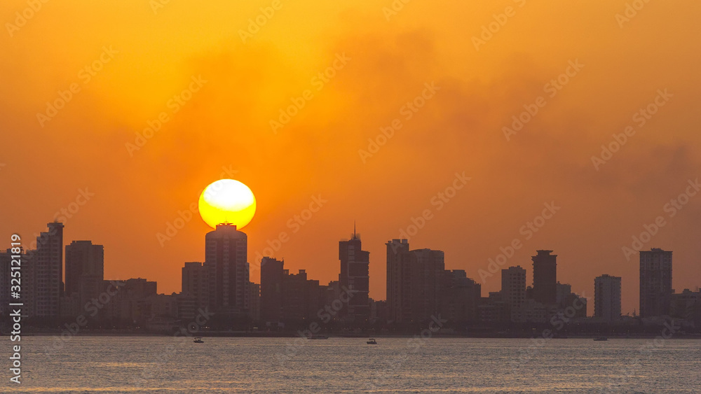 Kuwait cityscape during the sunset timelapse