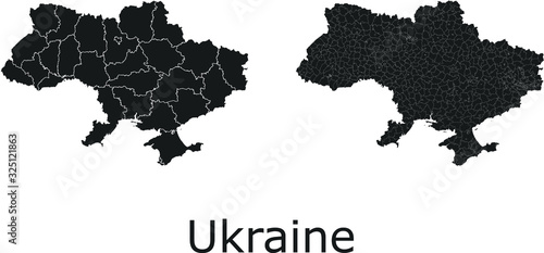 Ukraine vector maps with administrative regions  municipalities  departments  borders