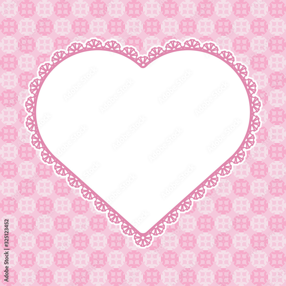 Openwork Valentine card with delicate heart. Vector template for layouts Wedding cards, greeting postcard Saint Valentine's Day, design for page book, interior decoration or printing.