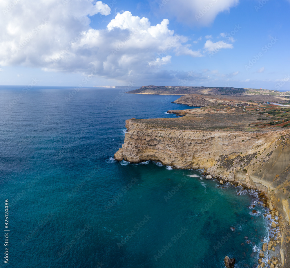 Aerial view of exotic Anhor bay in Malta Island in summer holiday