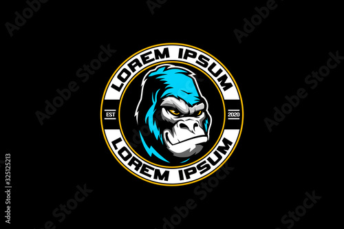 gorilla silverback head cartoon character logo vector template