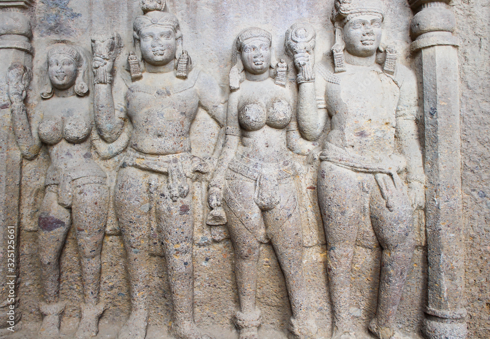 Kanheri caves rock-cut buddhist sculptures in Sanjay Gandhi National Park, Mumbai, India