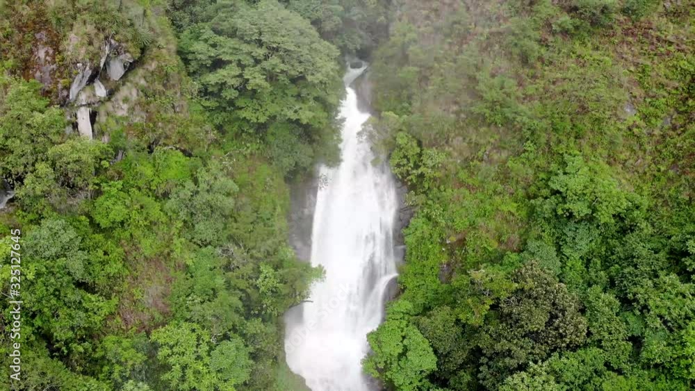 video with drone of beautiful waterfall in a forest or green mountain video with drone of beautiful waterfall in a forest or green mountain