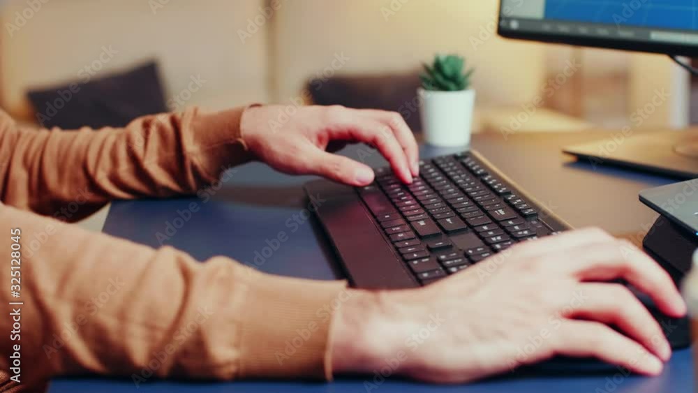Zoom in shot of creative game developer Zoom in shot of creative game developer