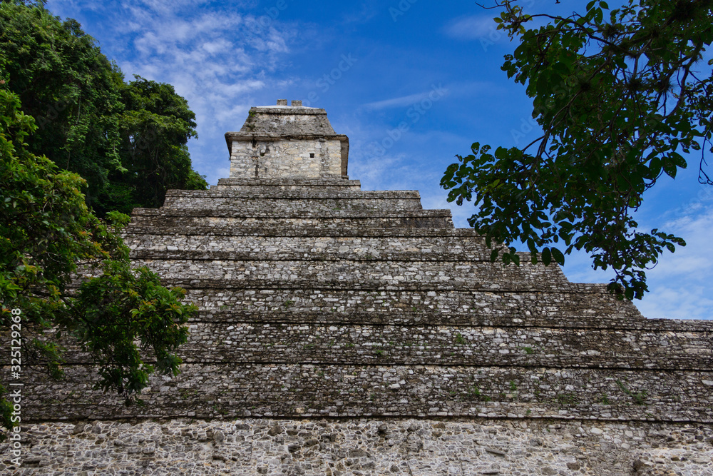 Mayan Palenque pyramid seen from below Mayan Palenque pyramid seen from below