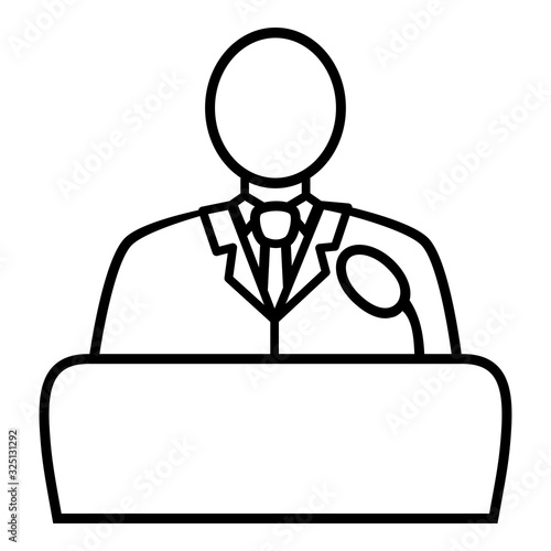Vector Politician Icon - Man in Suit in front of Microphone