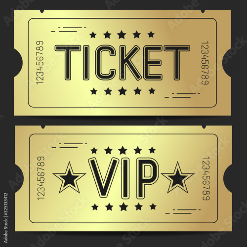 Set Vector Of A Ticket Icon In A Flat Style. Retro Ticket Stub .