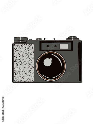 Portrait of an old camera with sun visor, illustration