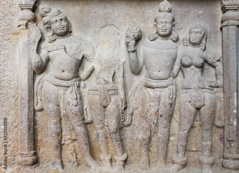 Kanheri caves rock-cut buddhist sculptures in Sanjay Gandhi National Park, Mumbai, India