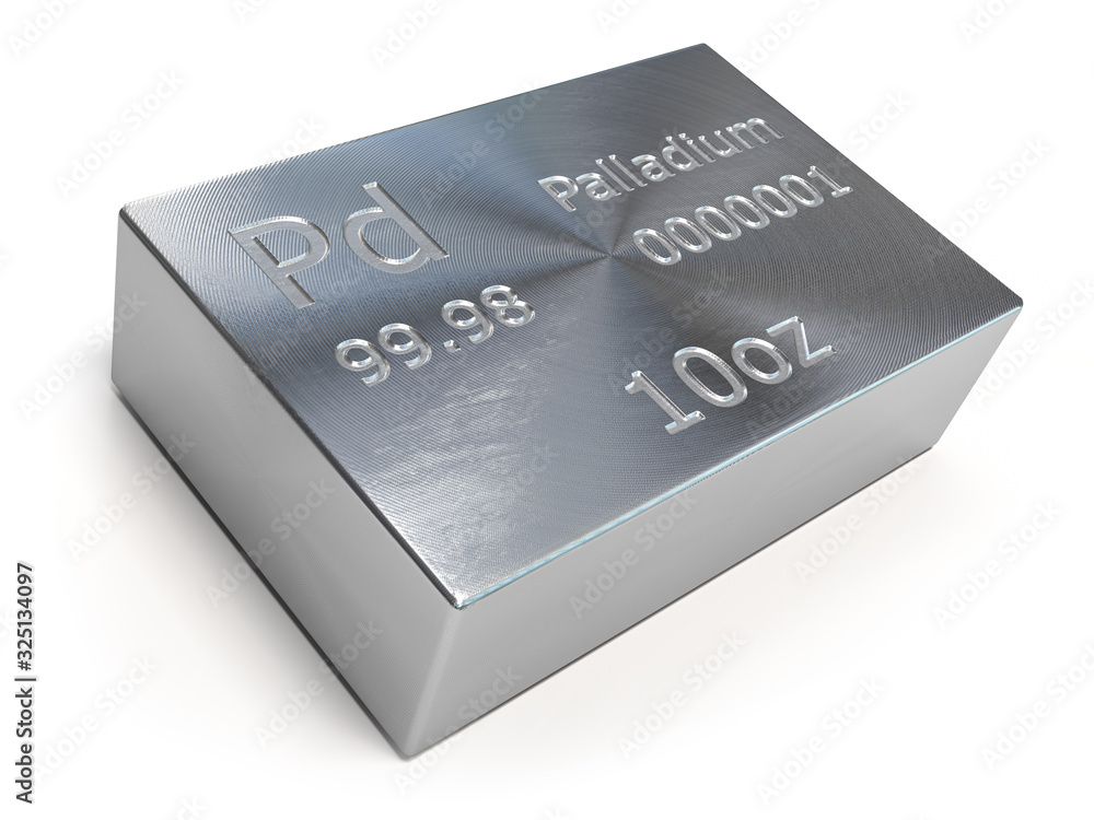 Palladium bar or ingot isolated on white. Precious metals. Palladium bar or ingot isolated on white. Precious metals.