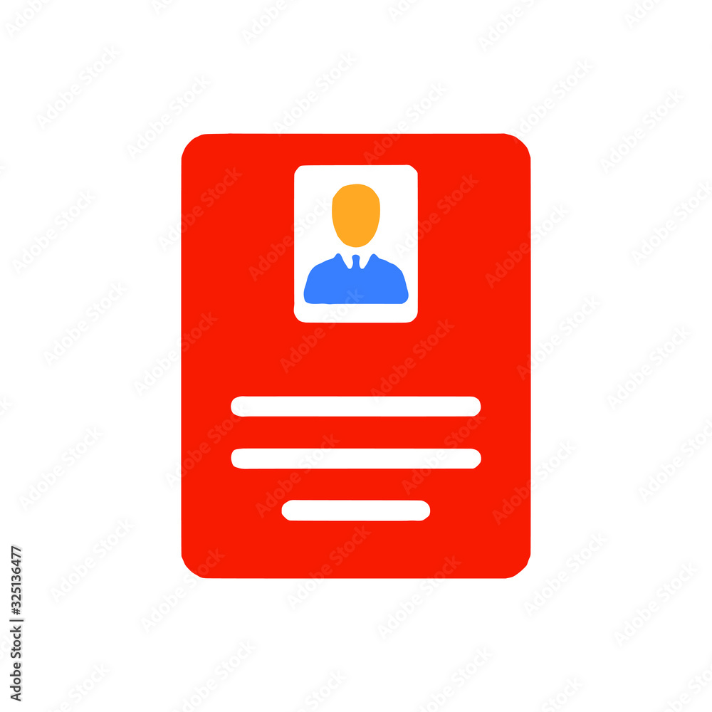 Id Pass with blue and red color filled vector icon Id Pass with blue and red color filled vector icon