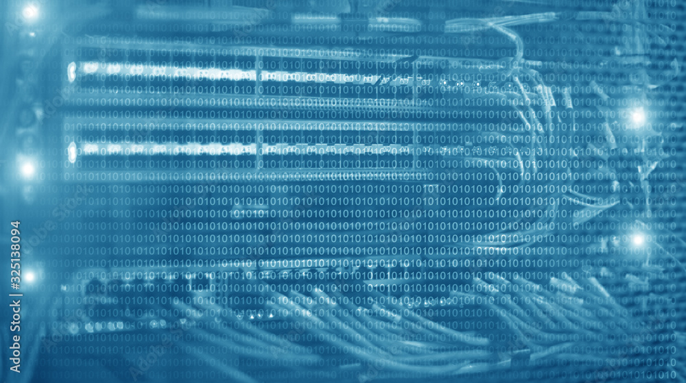 Binary Code on Server Room Background. Abstract Wallpaper Binary Code on Server Room Background. Abstract Wallpaper