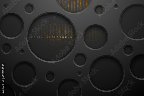 Abstract black and gold circle shapes background