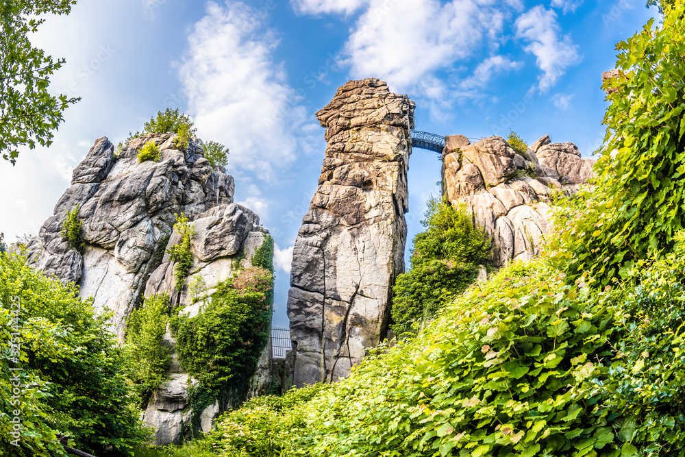 The Externsteine in the Teutoburg Forest on a beautiful summer day
