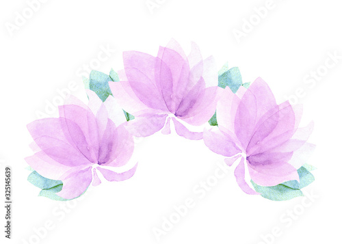 Airy flower watercolor decoration white backgroud