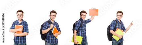 Funny student isolated on white