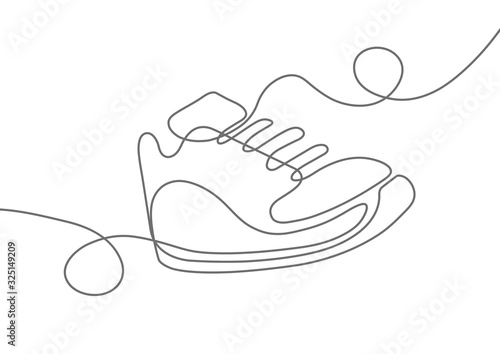Sports shoes in a line style. Sneakers Vector . Sketch sneakers for your creativity.Shoe advertising .	
