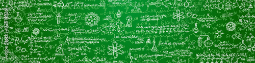 Chemical formula  on whiteboard.Scientific and education background.School writing board .Vector illustration.