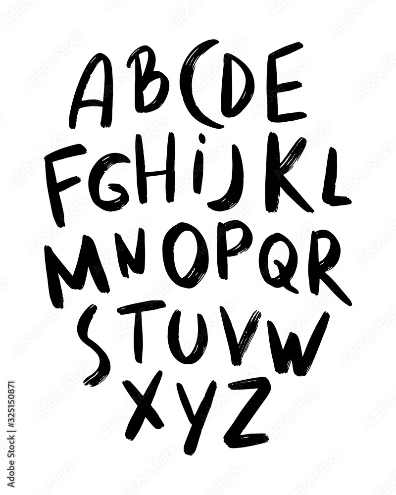 Hand drawn vector alphabet.