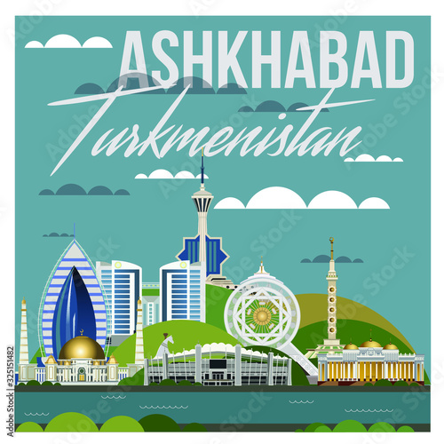 sights of the city of Ashgabat in Turkmenistan
