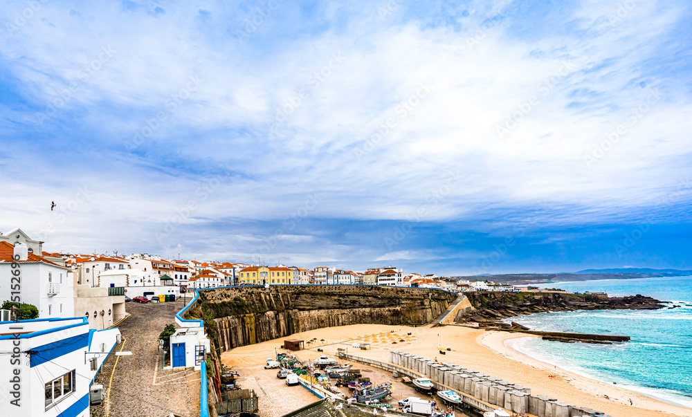 View of the Ericeira harbor on the coast of Portugal