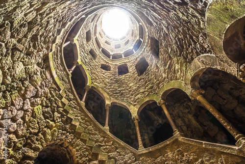 View on Initiation Well of Quinta da Regaleira in Sintra, Portugal photo