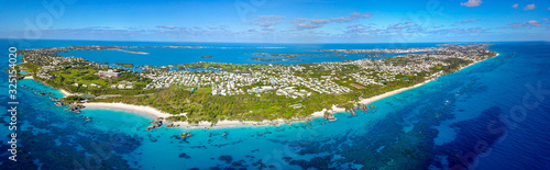 Fototapeta Naklejka Na Ścianę i Meble -  The drone aerial view of Bermuda island 
