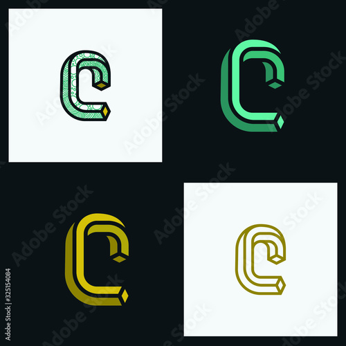 Set of C letter with geometric 3d for your business logo or prints.	 (ID: 325154084)