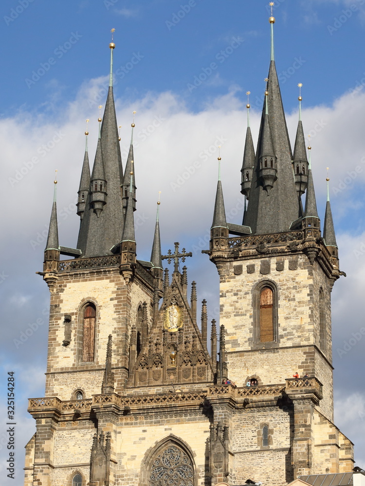 The twin towers of the Church of Our Lady before Týn in Prague. The twin towers of the Church of Our Lady before Týn in Prague.