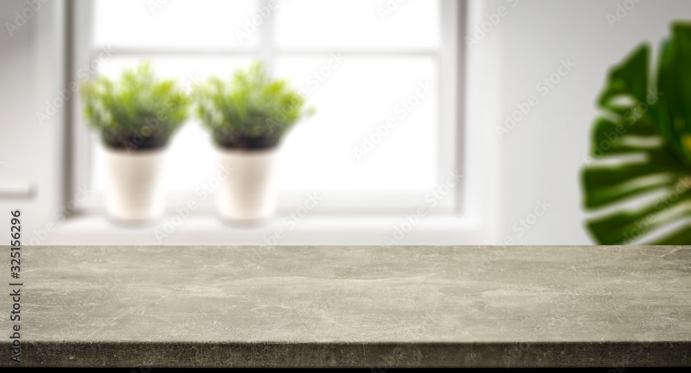 Desk of free space and window background in home interior Desk of free space and window background in home interior